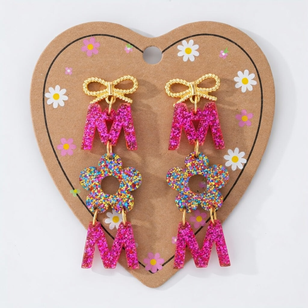 Mom Flower Earrings - Acrylic
